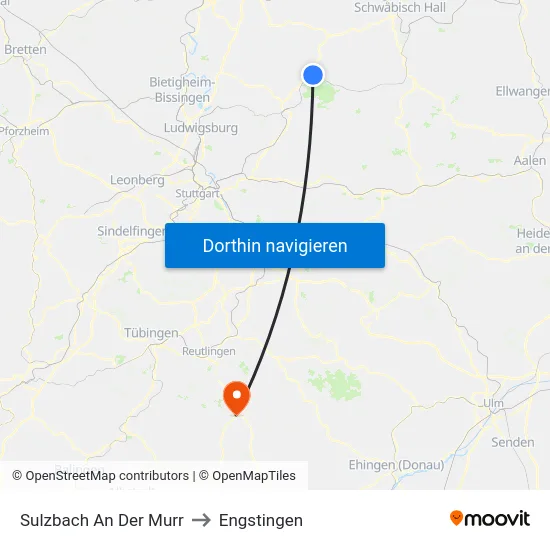 Sulzbach An Der Murr to Engstingen map