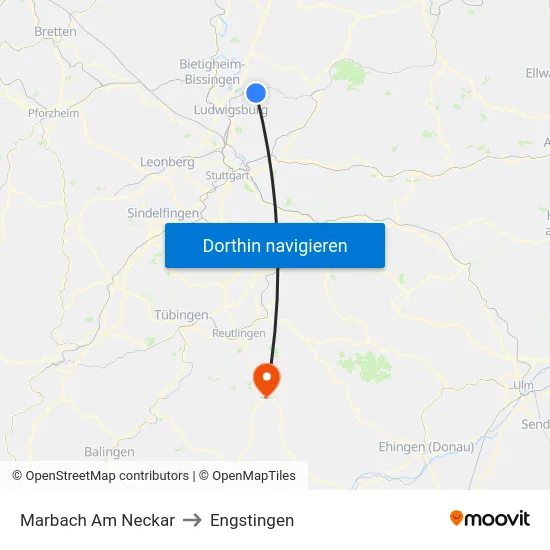 Marbach Am Neckar to Engstingen map