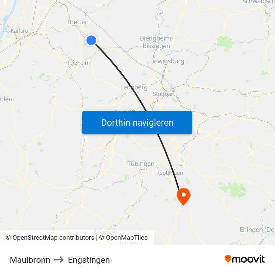 Maulbronn to Engstingen map