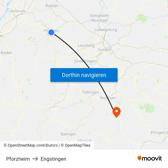 Pforzheim to Engstingen map