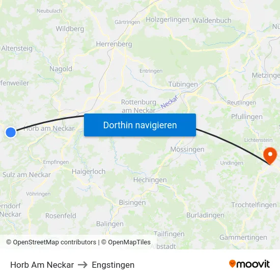 Horb Am Neckar to Engstingen map