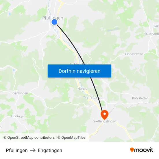 Pfullingen to Engstingen map