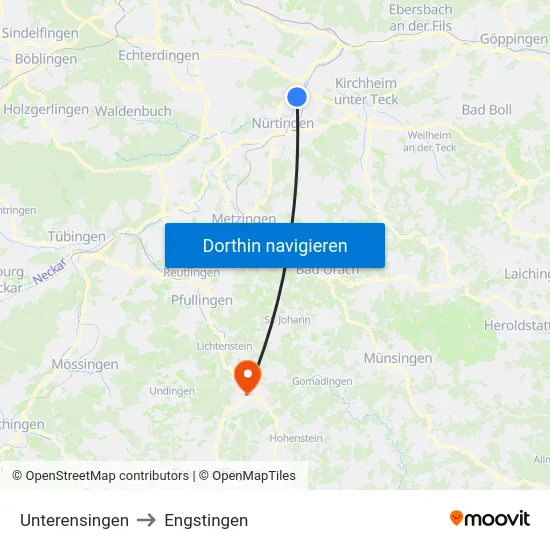Unterensingen to Engstingen map