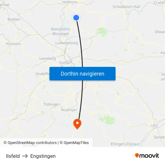 Ilsfeld to Engstingen map