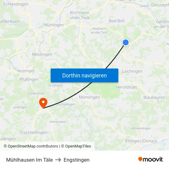 Mühlhausen Im Täle to Engstingen map