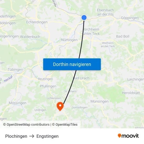 Plochingen to Engstingen map