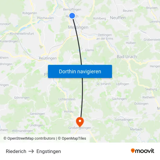 Riederich to Engstingen map