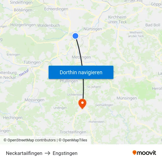 Neckartailfingen to Engstingen map