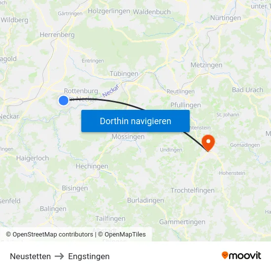 Neustetten to Engstingen map