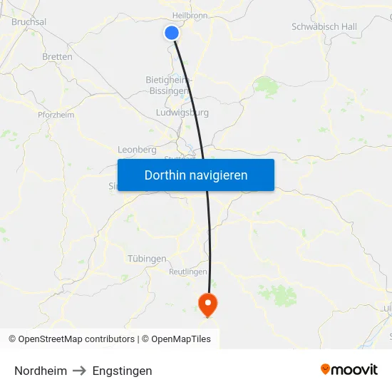 Nordheim to Engstingen map