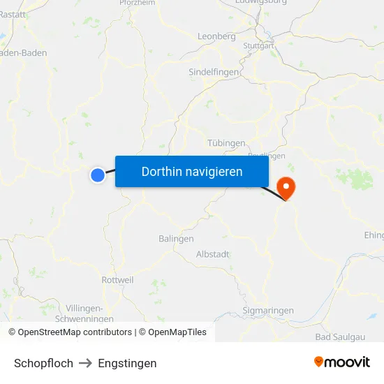 Schopfloch to Engstingen map