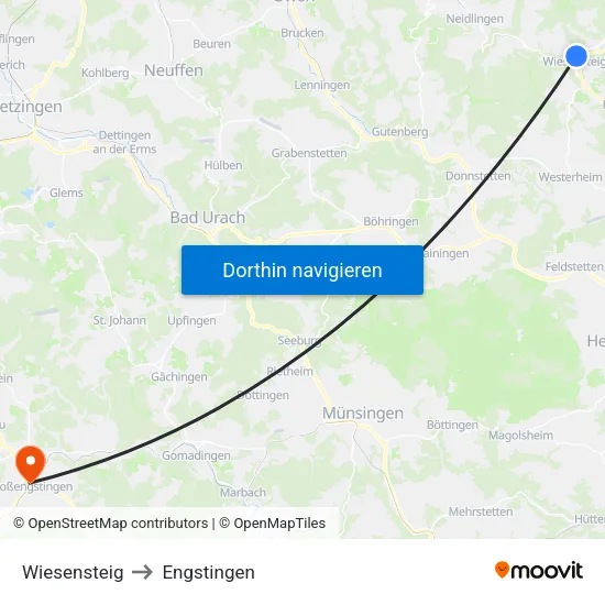 Wiesensteig to Engstingen map