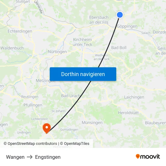 Wangen to Engstingen map