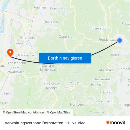 Verwaltungsverband Dornstetten to Neuried map