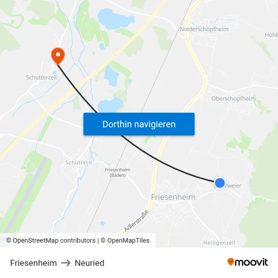 Friesenheim to Neuried map