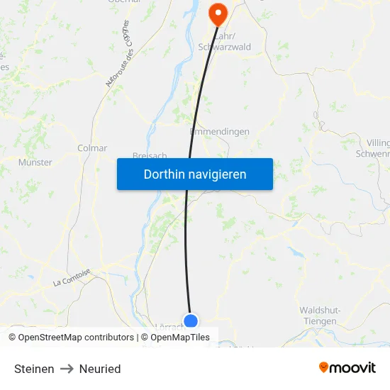 Steinen to Neuried map