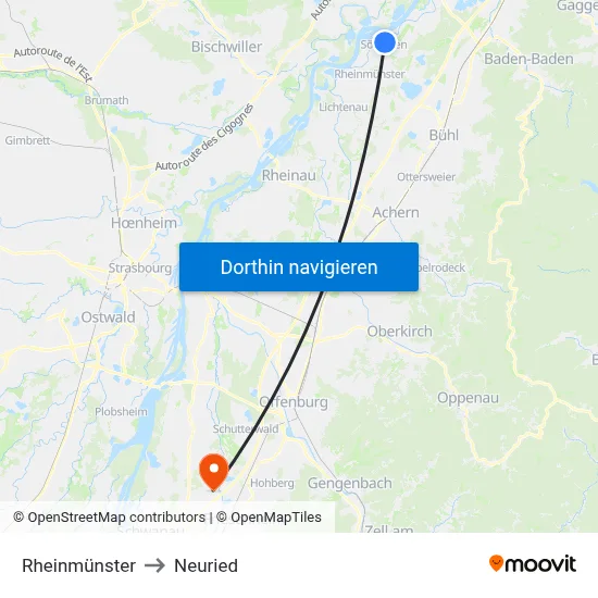 Rheinmünster to Neuried map