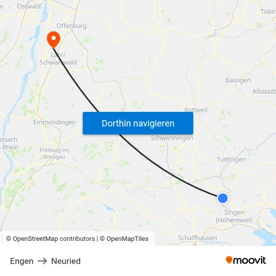 Engen to Neuried map