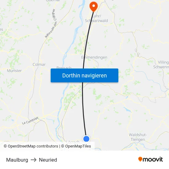 Maulburg to Neuried map