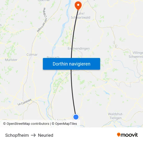 Schopfheim to Neuried map