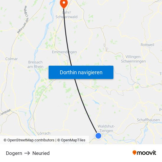 Dogern to Neuried map