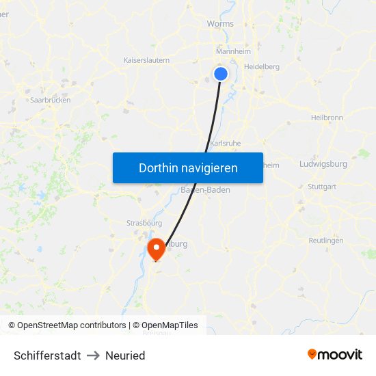 Schifferstadt to Neuried map