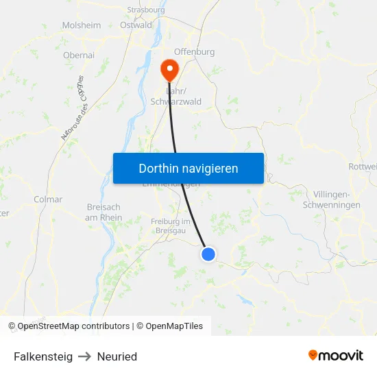 Falkensteig to Neuried map