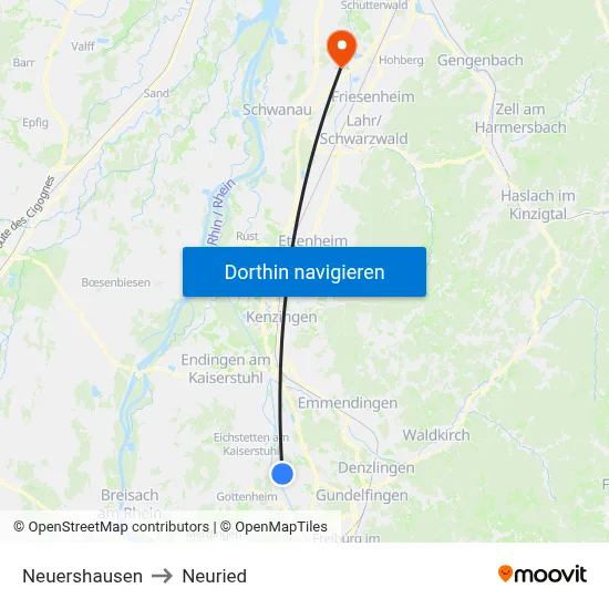 Neuershausen to Neuried map
