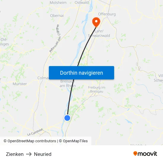 Zienken to Neuried map