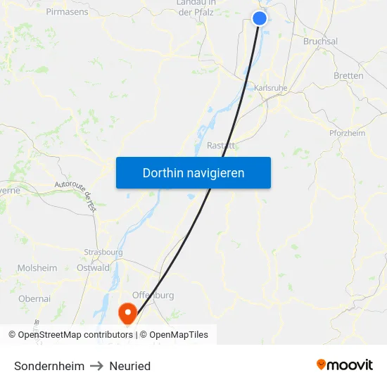 Sondernheim to Neuried map