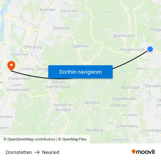Dornstetten to Neuried map