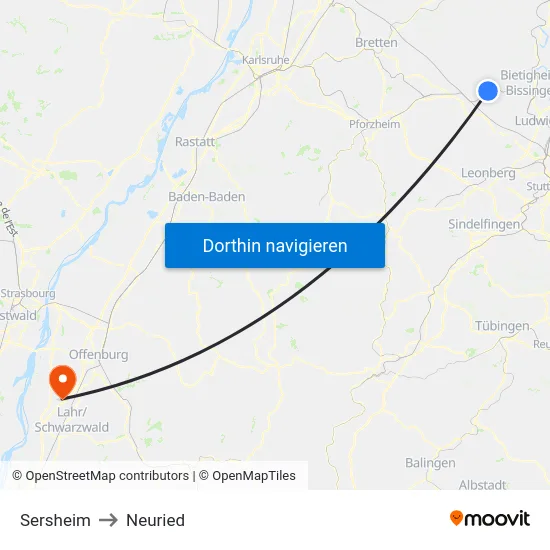 Sersheim to Neuried map