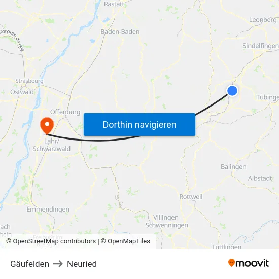 Gäufelden to Neuried map