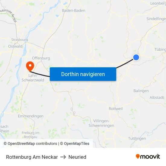 Rottenburg Am Neckar to Neuried map