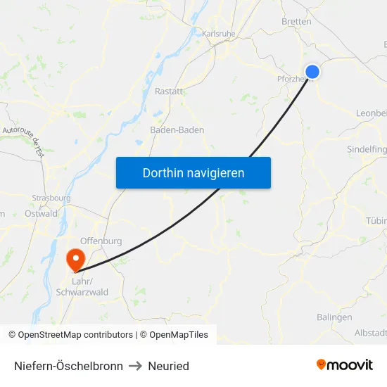 Niefern-Öschelbronn to Neuried map
