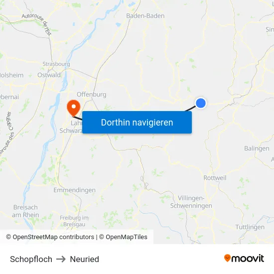 Schopfloch to Neuried map