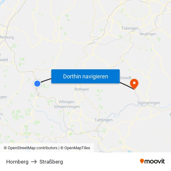 Hornberg to Straßberg map