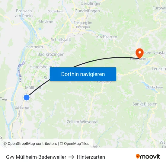 Gvv Müllheim-Badenweiler to Hinterzarten map