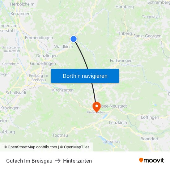 Gutach Im Breisgau to Hinterzarten map