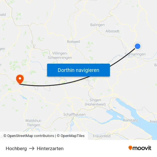 Hochberg to Hinterzarten map