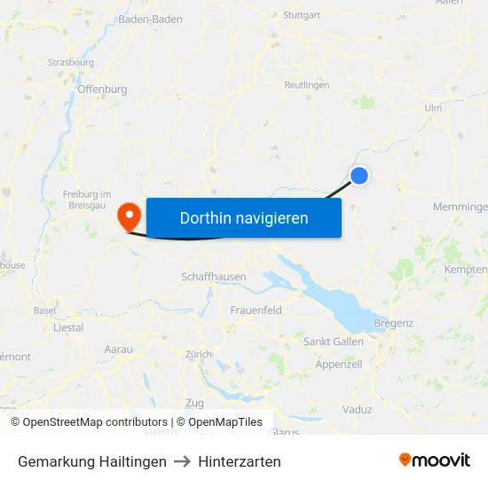 Gemarkung Hailtingen to Hinterzarten map