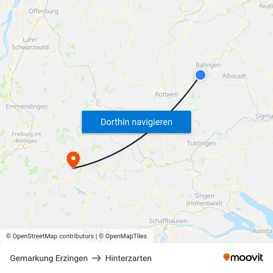 Gemarkung Erzingen to Hinterzarten map