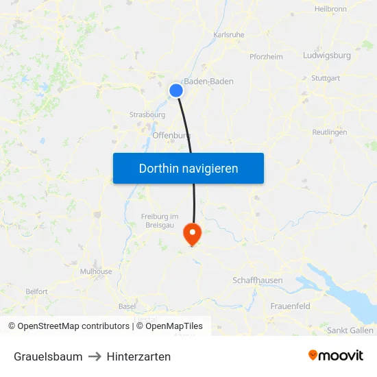 Grauelsbaum to Hinterzarten map