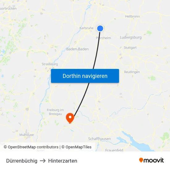 Dürrenbüchig to Hinterzarten map
