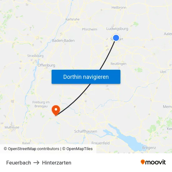 Feuerbach to Hinterzarten map