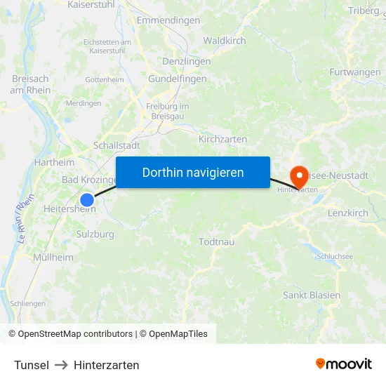 Tunsel to Hinterzarten map