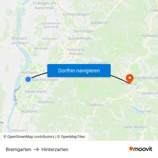 Bremgarten to Hinterzarten map