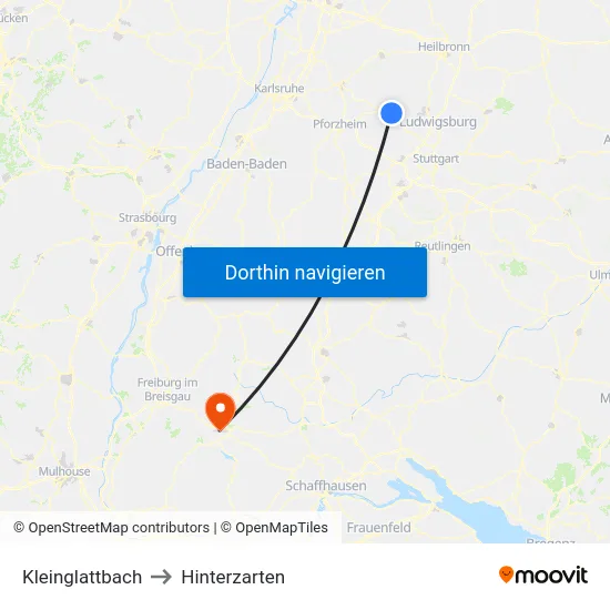 Kleinglattbach to Hinterzarten map