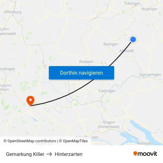 Gemarkung Killer to Hinterzarten map