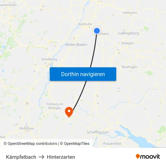 Kämpfelbach to Hinterzarten map